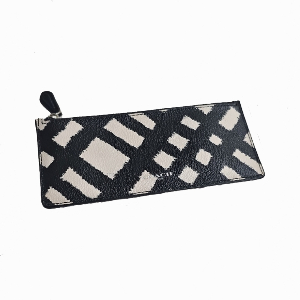 Coach Black and White Abstract Print Accessories Pouch